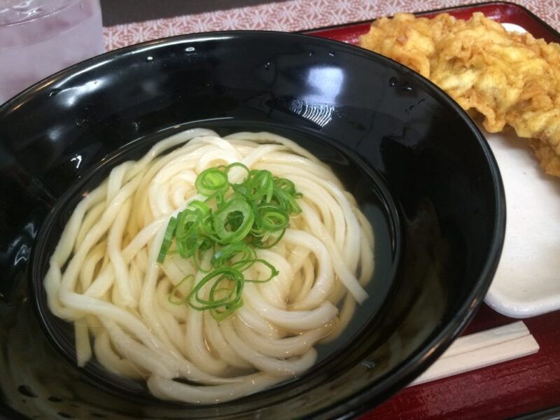 香川丸亀『純手打ち山ともうどん』やまうちの弟子のひやあつ細麺とゲソ天！