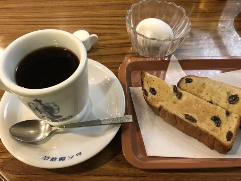 倉敷駅前喫茶店『おだ珈琲店』ぶどうパンとコーヒーの朝食モーニング！