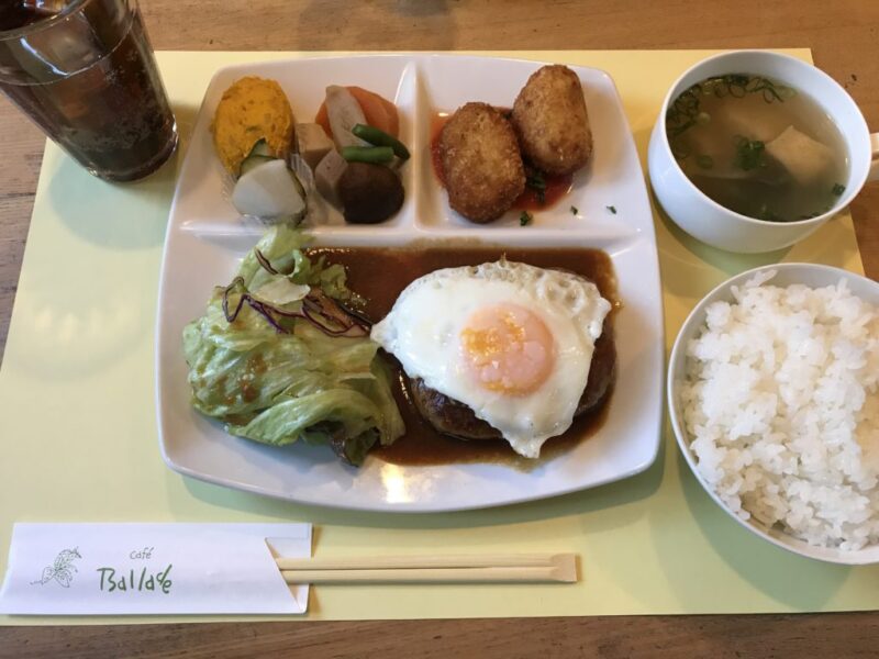 倉敷阿知『カフェバラード』ハンバーグとクリームコロッケの洋食ランチ！