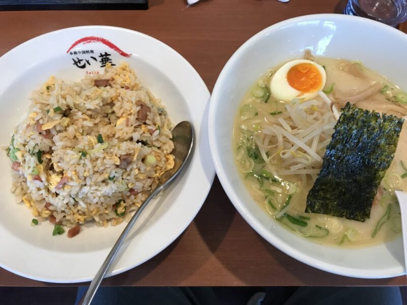 倉敷青江『本格中華料理せい華』豚骨ラーメンとチャーハンセットランチ！