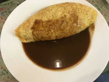 神戸元町『洋食グリル一平』薄焼き卵のオムライスとミンチカツランチ！