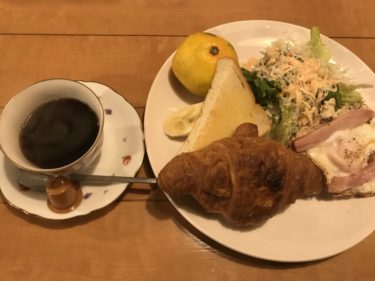 岡山野田『喫茶チタ』クロワッサンとベーコンエッグの４００円モーニング！