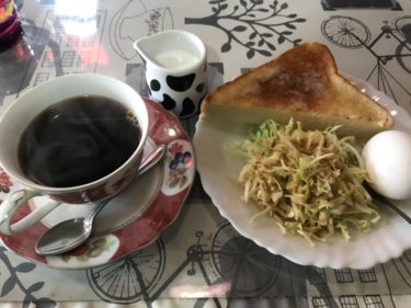 岡山中井『軽食喫茶美津』トーストとコーヒーと卵の朝食モーニングセット！