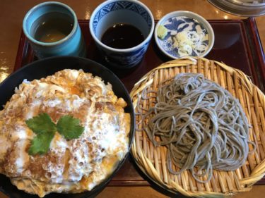 倉敷中庄『北前そば高田屋』お出汁香るカツ丼大盛と冷たいざるそばランチ！