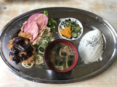 倉敷玉島『西之家食堂』トンカツとハムサラダのサービスランチ５００円！