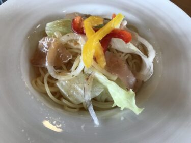 倉敷新田『チャレンジド』生ハムの冷製パスタとお惣菜食べ放題バイキング！