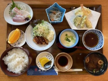 岡山県笠岡『若よし』瀬戸内海の新鮮な刺身と揚げたて天ぷら定食ランチ！