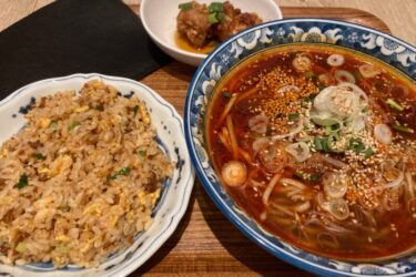 さんすて岡山駅『梅梅』回鍋肉定食ご飯おかわりと担々麺チャーハンランチ