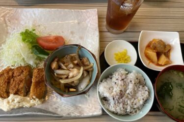 岡山市中区『雄町かがみの亭』新鮮なお刺身と豚しょうが焼き定食ランチ！