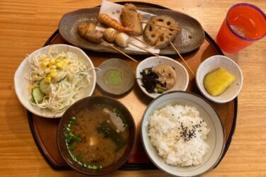 岡山玉野『串乃友』くしのすけランチで揚げたて串カツとご飯おかわり！