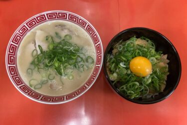 倉敷市『博多ラーメンとんとん』豚骨ラーメン替玉とチャーシュー丼ランチ