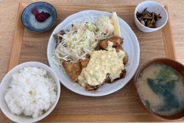 倉敷中島『食堂いおり』タルタルソースたっぷりチキン南蛮定食ランチ！