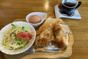 玉島新倉敷駅『喫茶ふれんど』厚切りトーストと赤玉子の朝食モーニング！