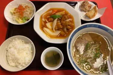 倉敷市玉島『中国料理 廣珍』酢豚と醤油ラーメンで中華粥食べ放題ランチ！