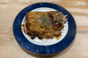 岡山幸町『お好み焼 幸』広島風肉玉そばモダン焼きチーズトッピング！