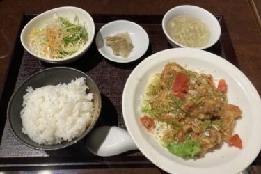 ホテルエクセル岡山『中華ダイニング餃子屋台』油淋鶏定食ご飯大盛りランチ