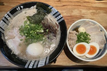 福岡県『博多一双 祗園店』カプチーノ系豚骨ラーメンとまかない丼ランチ！